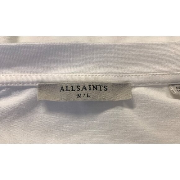 AllSaints Women Medium Large IMO Boy White Tee Shirt T Cuff Short Sleeve EUC - Picture 5 of 5